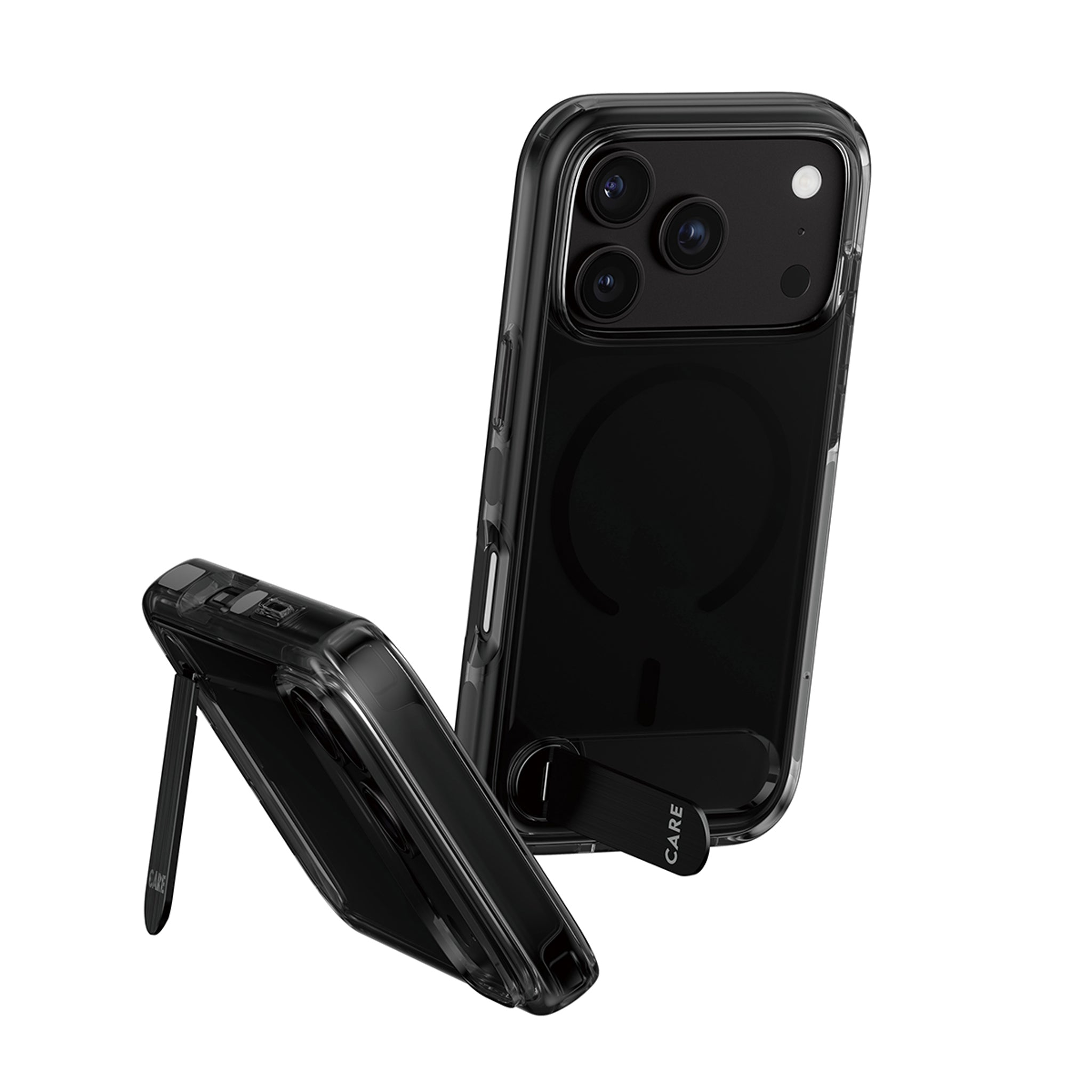 CARE™ by PanzerGlass® Kickstand Case Smokey Case m. Sort MagSafe iPhone 18 Pro | 17 Pro